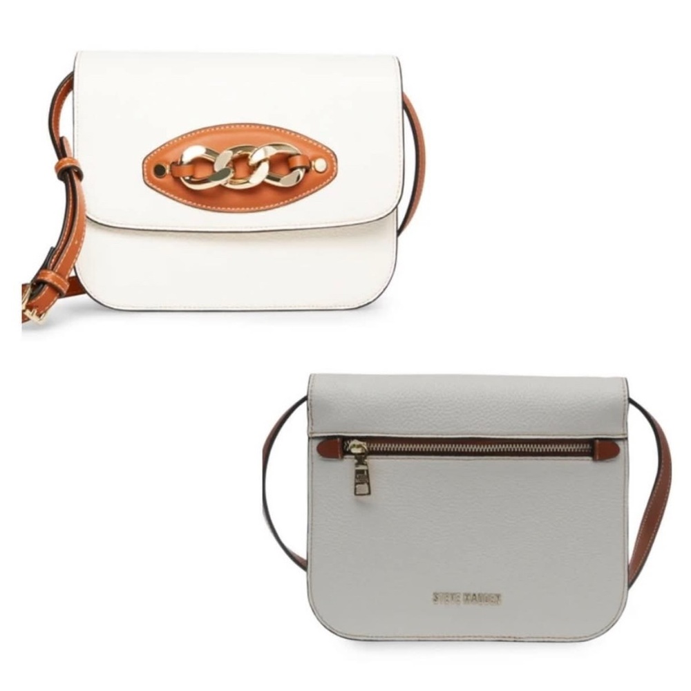 Steve Madden Cream and Brown Crossbody Bag with Gold Chain